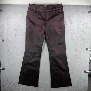 Cache Womens Brown Satin Sheen Bootcut Dress Pants Size 12 Contrast Stitch